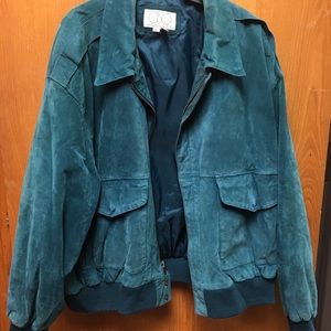 Teal Suede Leather Jacket
